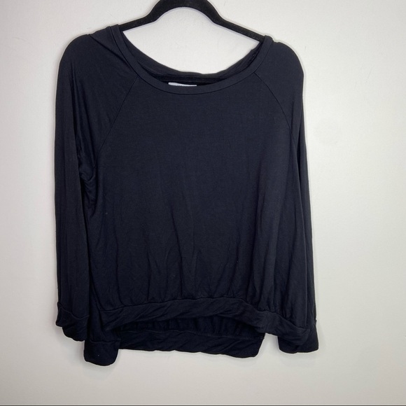 Ivoire black long sleeve‎ scoop neck women’s top size large - Picture 1 of 5